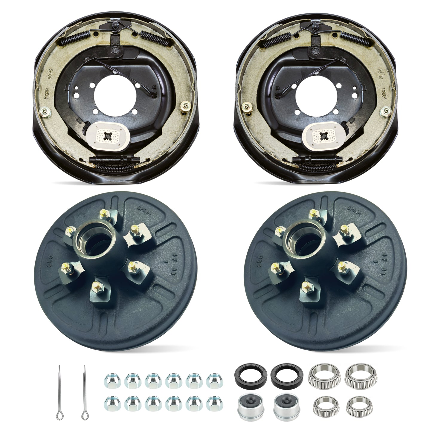 6000 lbs Trailer Hub & Drum Kit with Manual Electric Trailer Brakes (Set of 2)