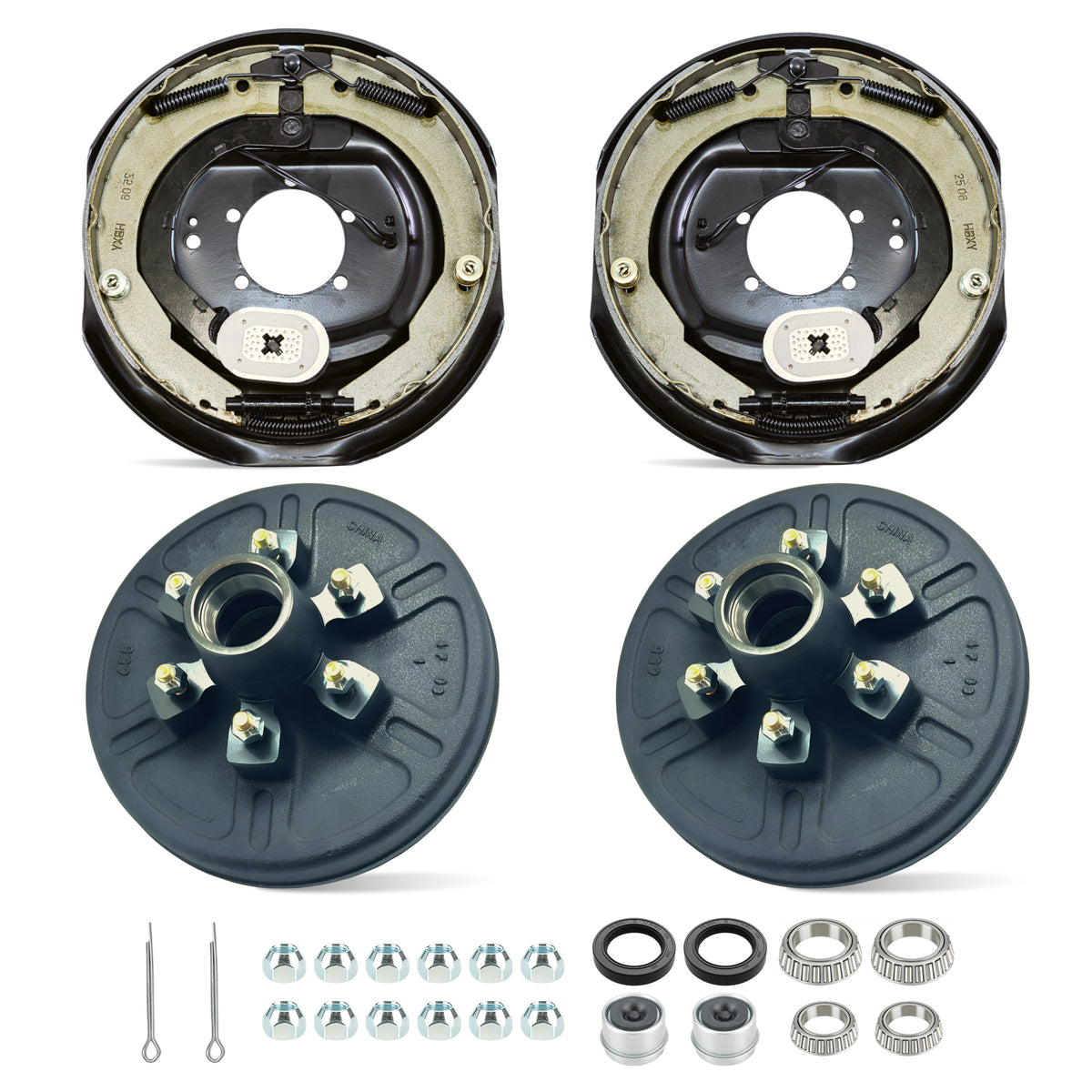 6000 lbs Trailer Hub & Drum Kit with Manual Electric Trailer Brakes (Set of 2)