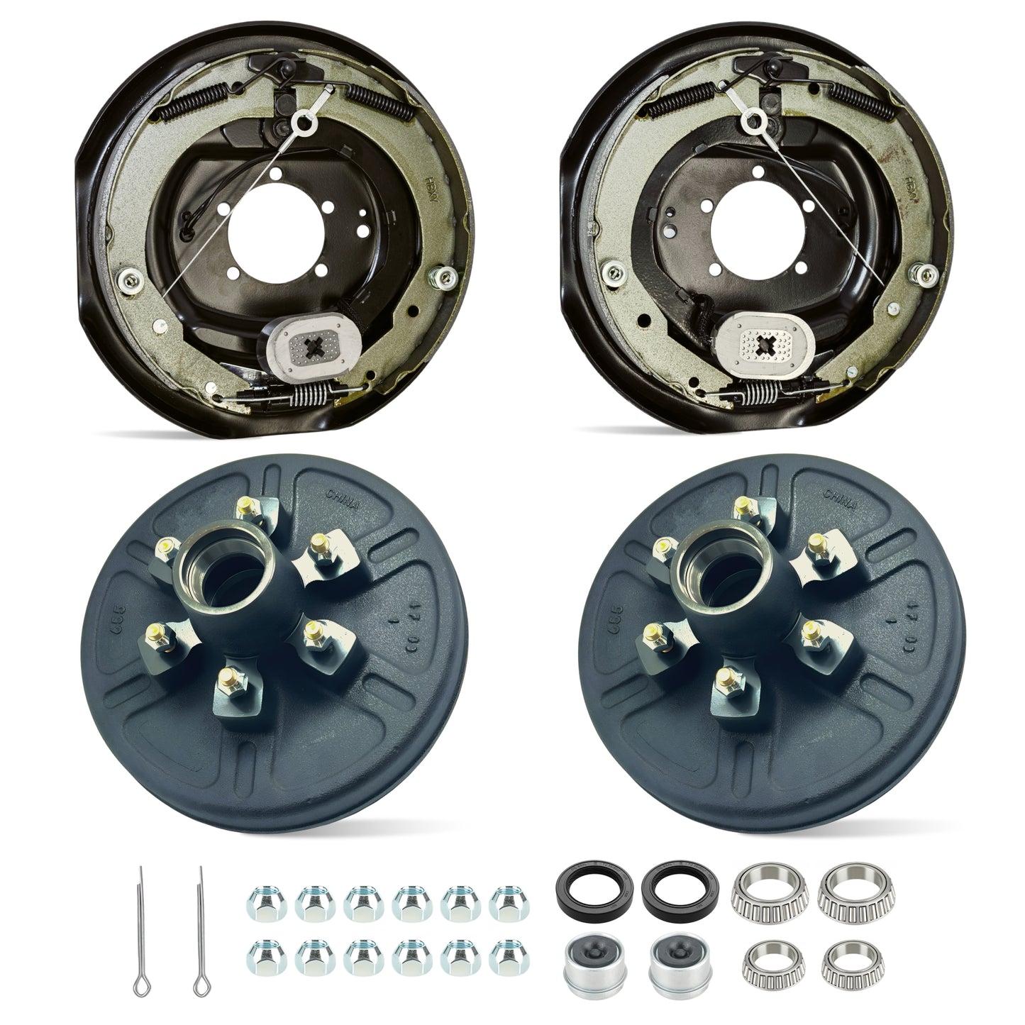 6000 lbs Trailer Hub & Drum Kit with Self-Adjusting Electric Trailer Brakes (Set of 2)