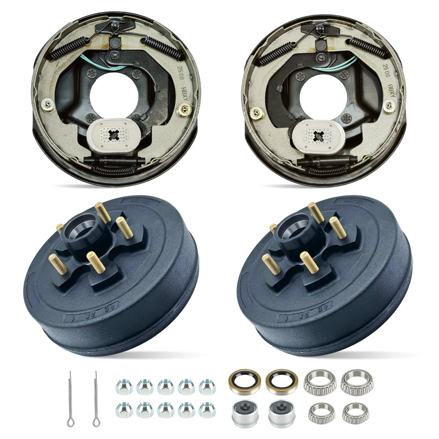 3500 lbs Trailer Hub & Drum Kit with Manual Electric Trailer Brakes (Set of 2)