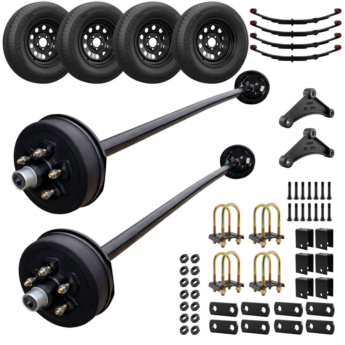 3500 lbs Tandem Axle Kit - Electric Trailer Brake Axles, Suspension & Wheels