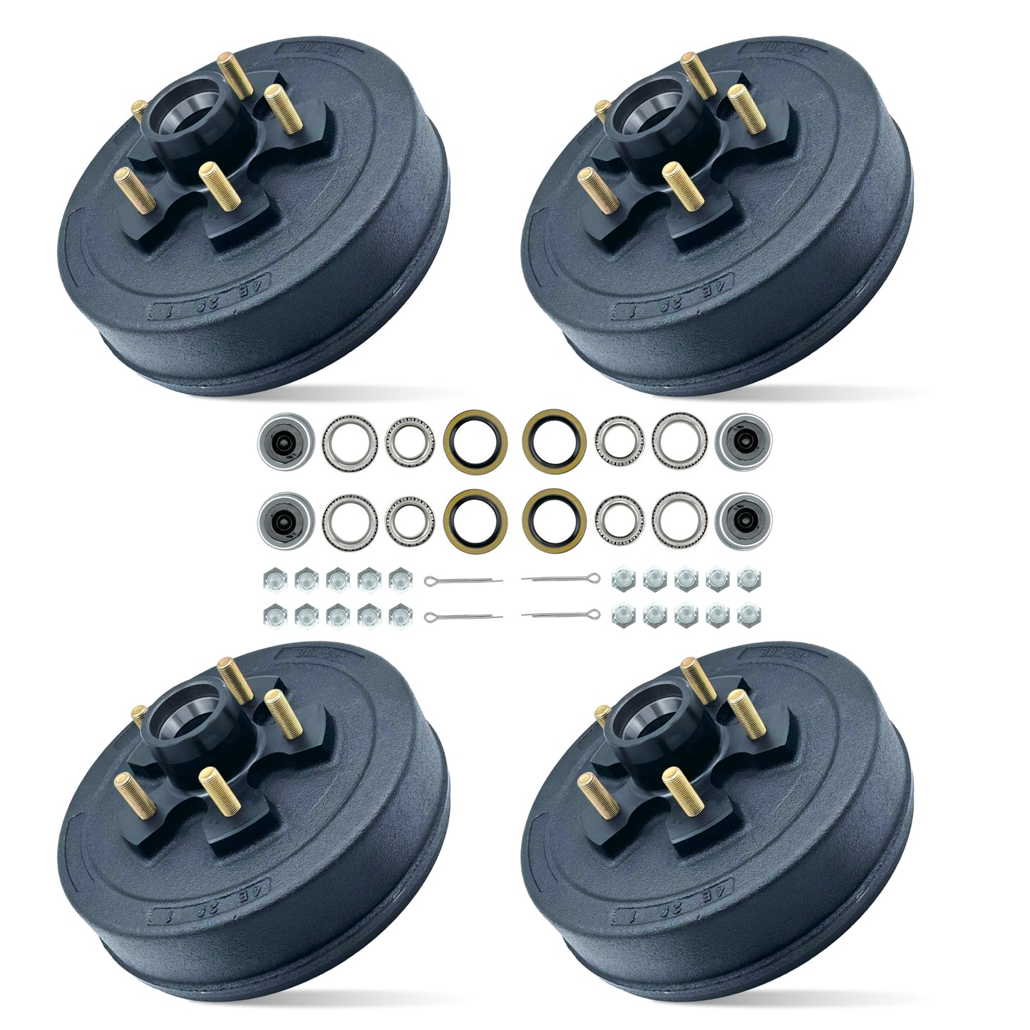 Trailer Hub and Drum Assembly Kit for 3500 lbs Axle (Set of 4)