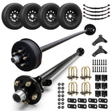 3500 lbs Tandem Axle Kit - Electric Trailer Brake & Idler Axles with Wheels