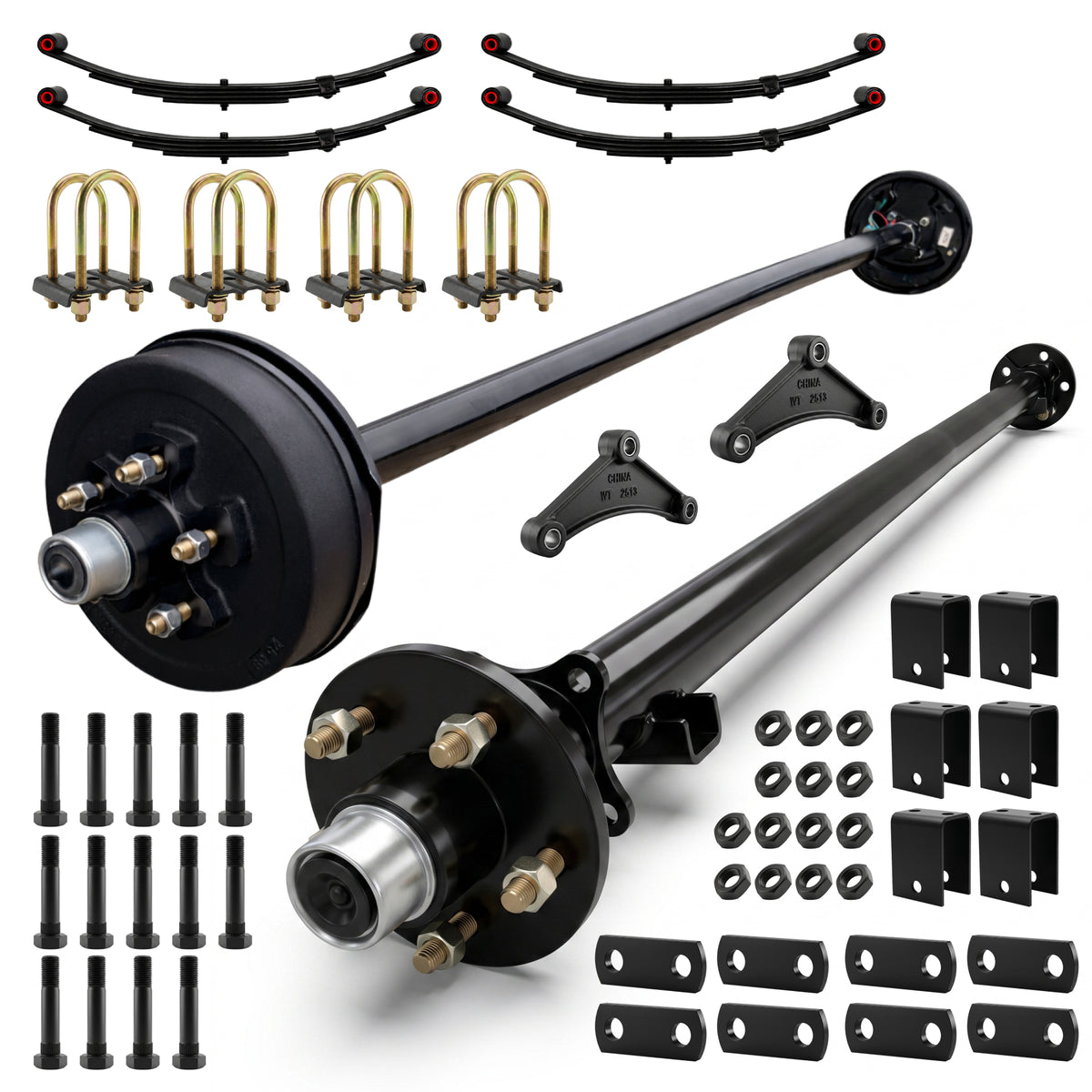3500 lbs Tandem Axle Kit - Electric Trailer Brake & Idler Axles with Suspension