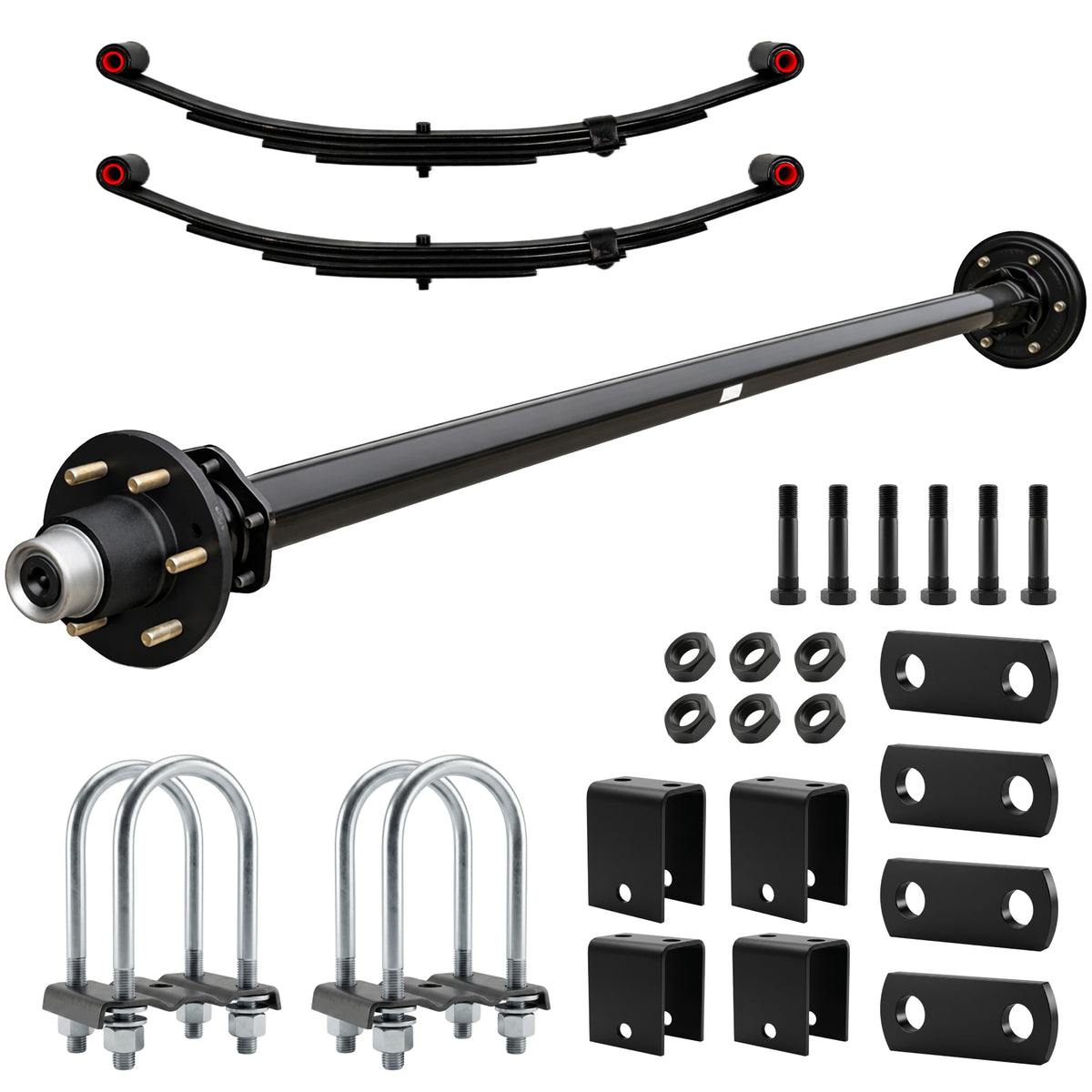 5200 lbs Trailer Axle Kit - 6 Lug Idler Axle, Double Eye Springs & Suspension