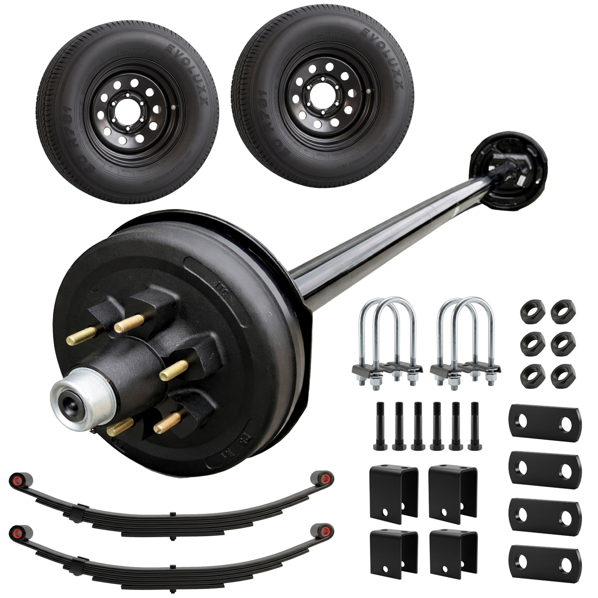 5200 lbs Single Axle Kit with Wheels - Electric Trailer Brake Axle & Suspension