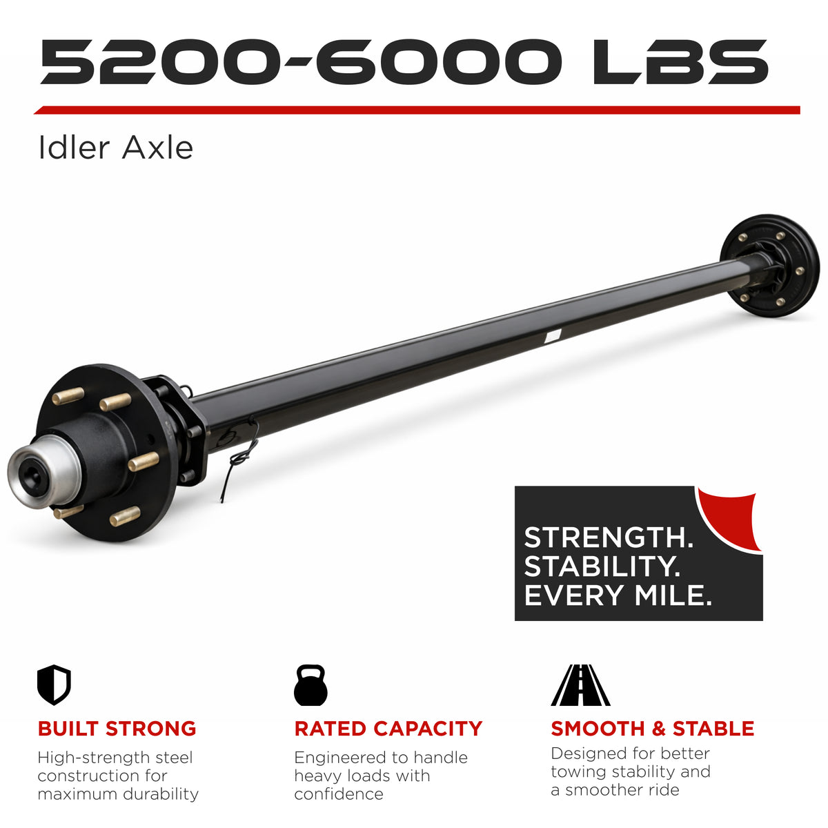 Idler Axle - 5200-6000 lbs (6 Lug)