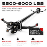 Idler Axle - 5200-6000 lbs with 5-Leaf Double Eye Springs