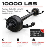 Trailer Axle - 10000 lbs (Leaf Springs & U-Bolt Hardware)