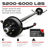 Trailer Axle - 5200-6000 lbs (Hubs/Drums, Leaf Springs & U-Bolt Hardware)