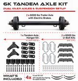 6000 lbs Tandem Axle Kit - Electric Trailer Brake Axles & Suspension
