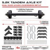 5200 lbs Tandem Axle Kit - Electric Trailer Brake Axles & Suspension