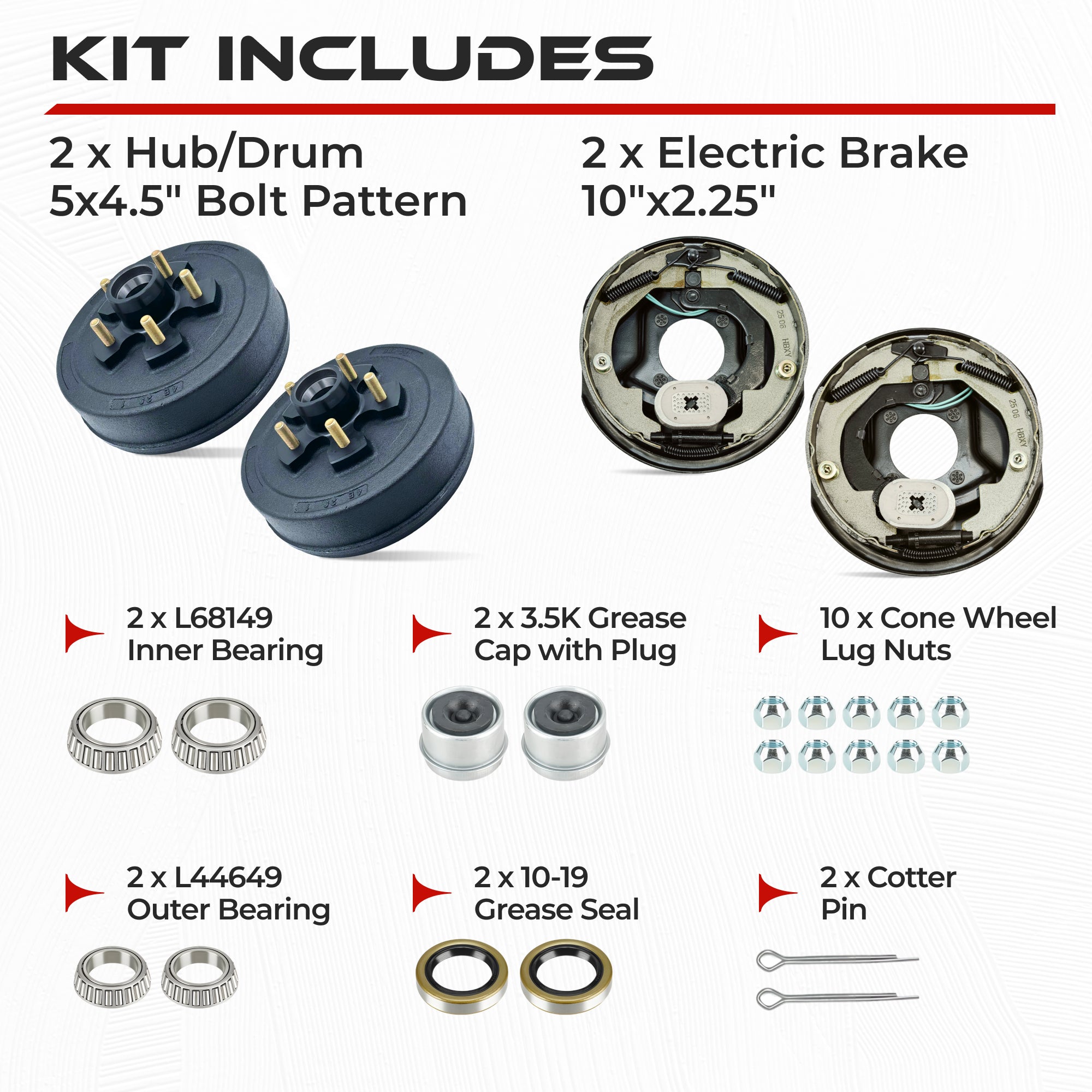 3500 lbs Trailer Hub & Drum Kit with Manual Electric Trailer Brakes (Set of 2)