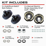 7000 lbs Trailer Hub & Drum Kit with Manual Electric Trailer Brakes (Set of 2)