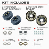3500 lbs Trailer Hub & Drum Kit with Self-Adjusting Electric Trailer Brakes (Set of 2)