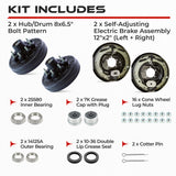 7000 lbs Trailer Hub & Drum Kit with Self-Adjusting Electric Trailer Brakes (Set of 2)
