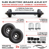 5200 lbs Single Axle Kit with Wheels - Electric Trailer Brake Axle & Suspension