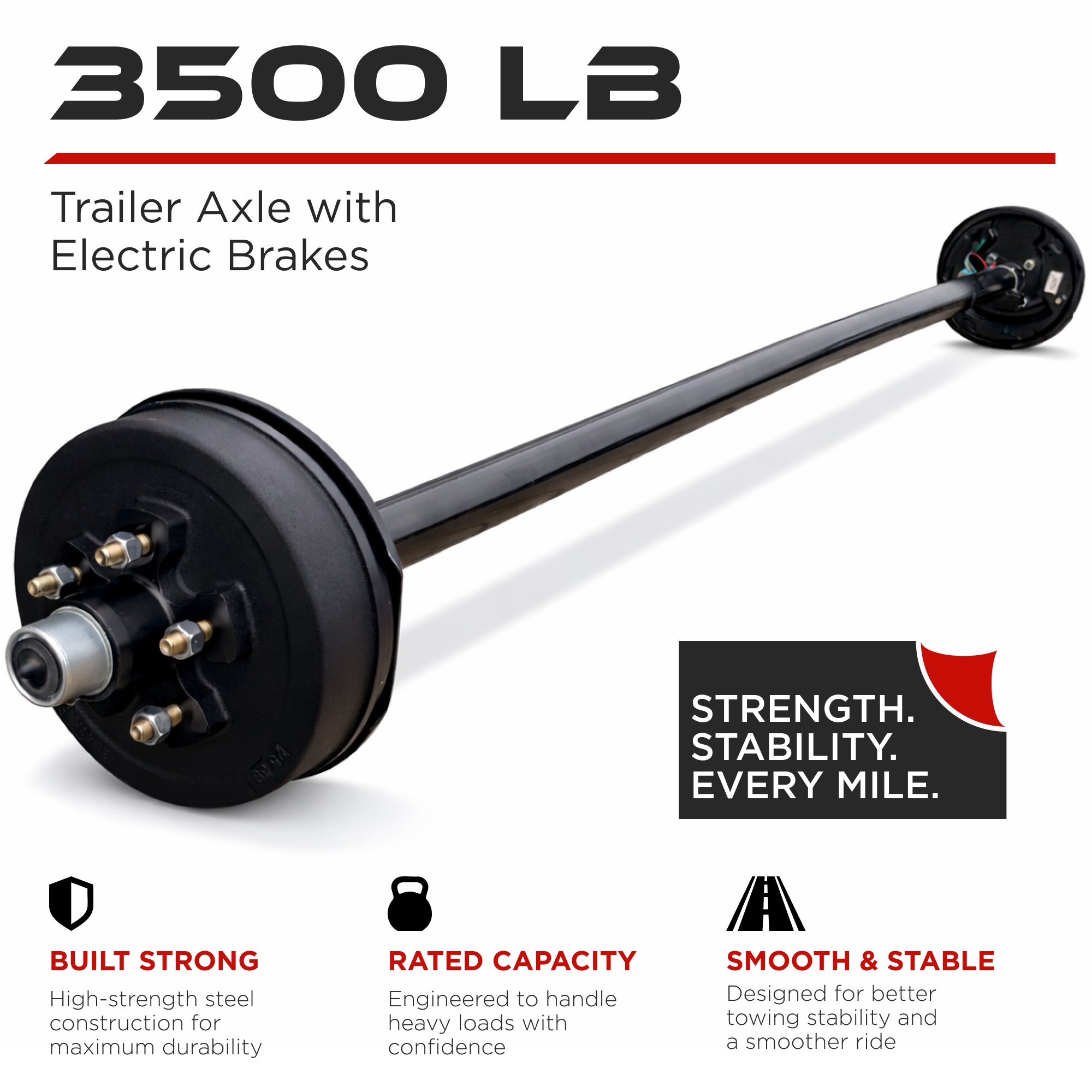 Trailer Axle - 3500 lbs with Electric Brakes (5 lug)