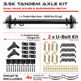 3500 lbs Tandem Axle Kit - Trailer Idler Axles & Suspension