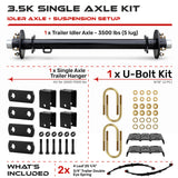 3500 lbs Single Axle Kit - Trailer Idler Axle & Suspension