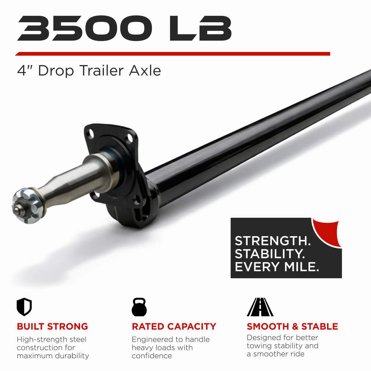4" Drop Trailer Beam Axle - 3500 lbs
