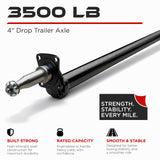 4" Drop Trailer Beam Axle - 3500 lbs