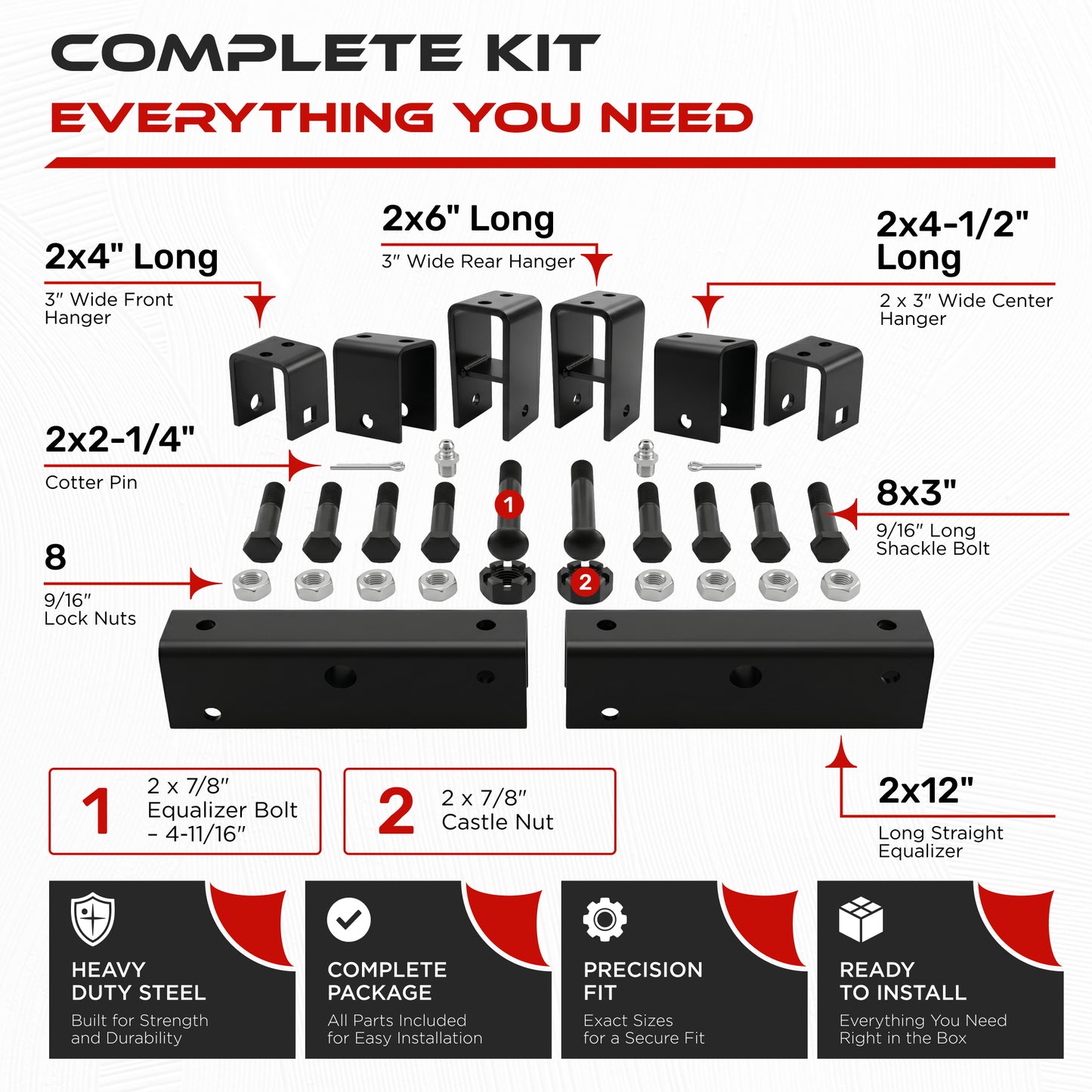 Tandem Slipper Trailer Axle Hanger Kit 5200-8000 lbs