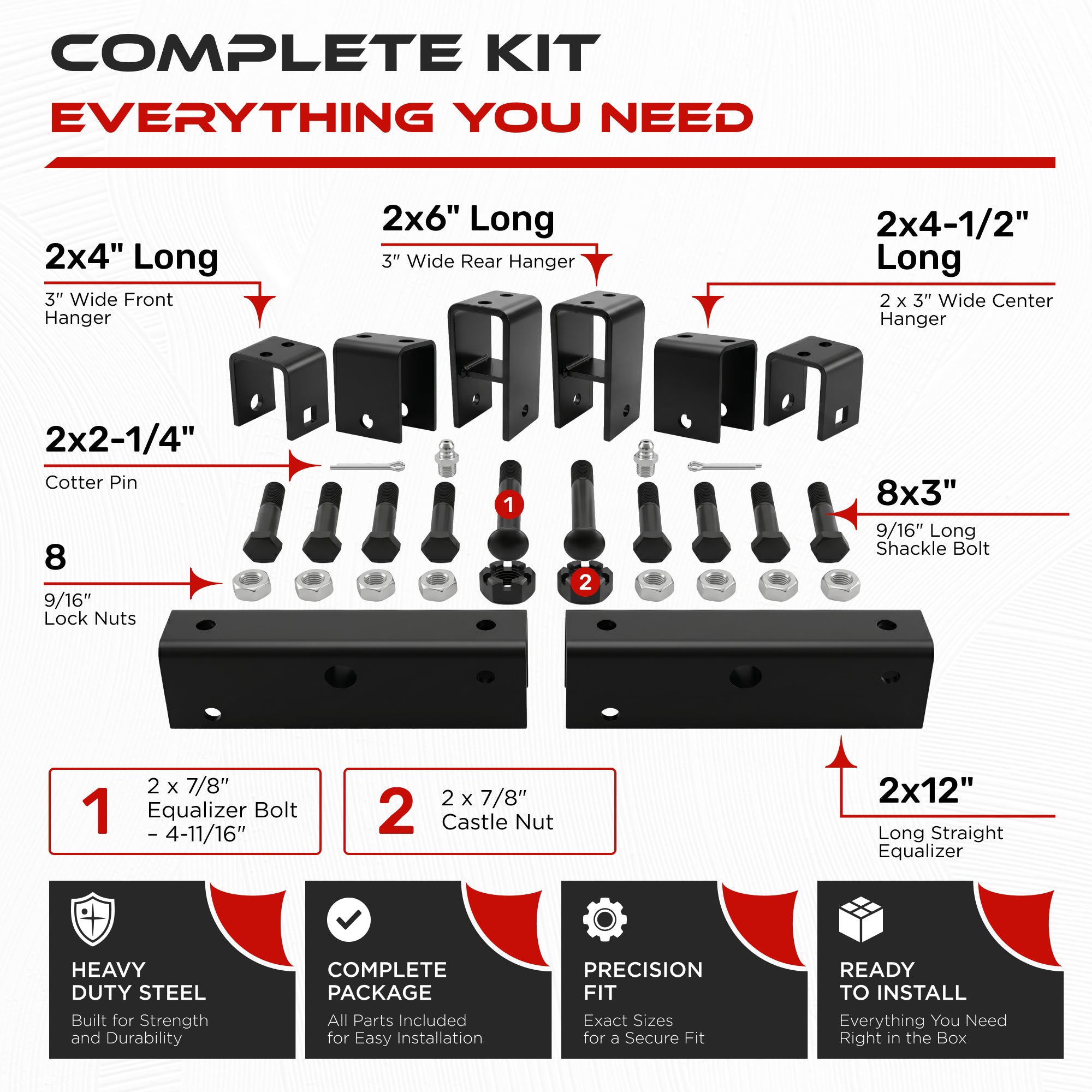 Tandem Slipper Trailer Axle Hanger Kit 5200-8000 lbs