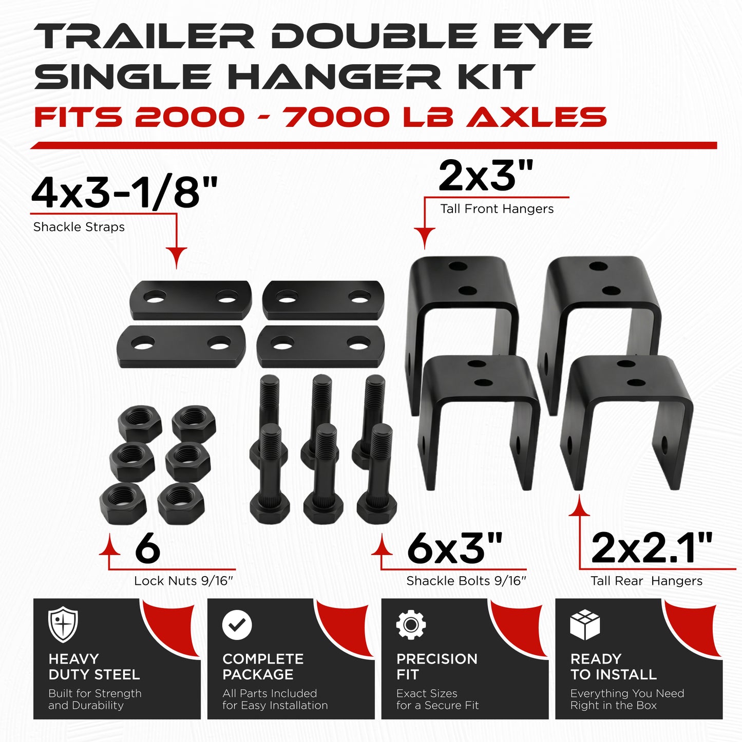 Single Axle Trailer Hanger Kit for 2000-7000 lbs