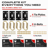 9/16" Trailer U-Bolt Kit 10000 lbs for 5" Tube Axles (4 Pack)