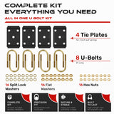9/16" U-Bolt Kit 8000 lbs for 3.5" Trailer Axle (4 Pack)