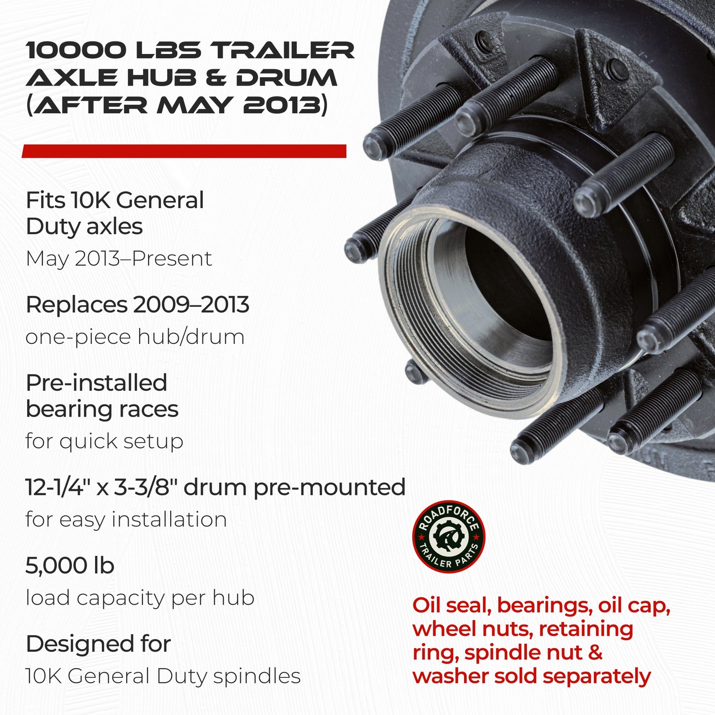 Hub and Drum for 10000 lbs Axle (Made After May 2013)