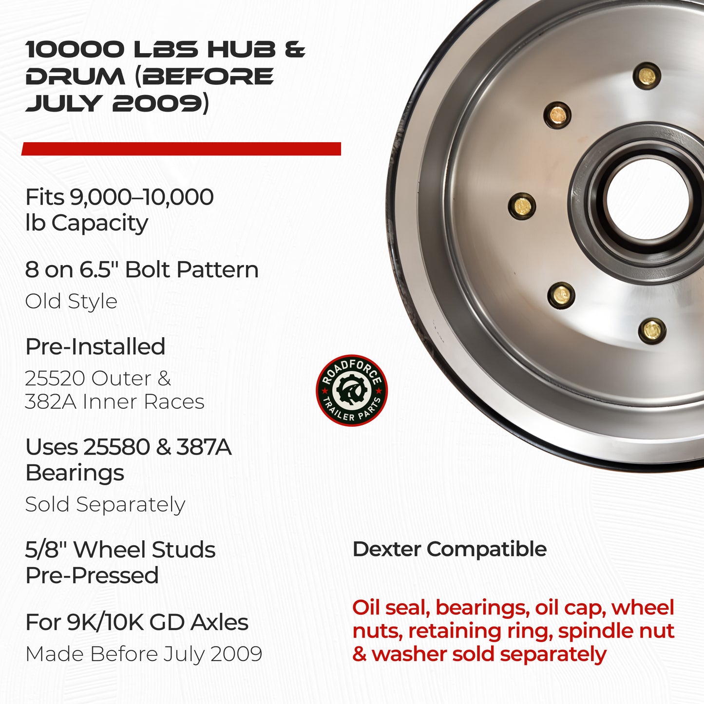 Hub and Drum for 10000 lbs Axle (Made Before July 2009)