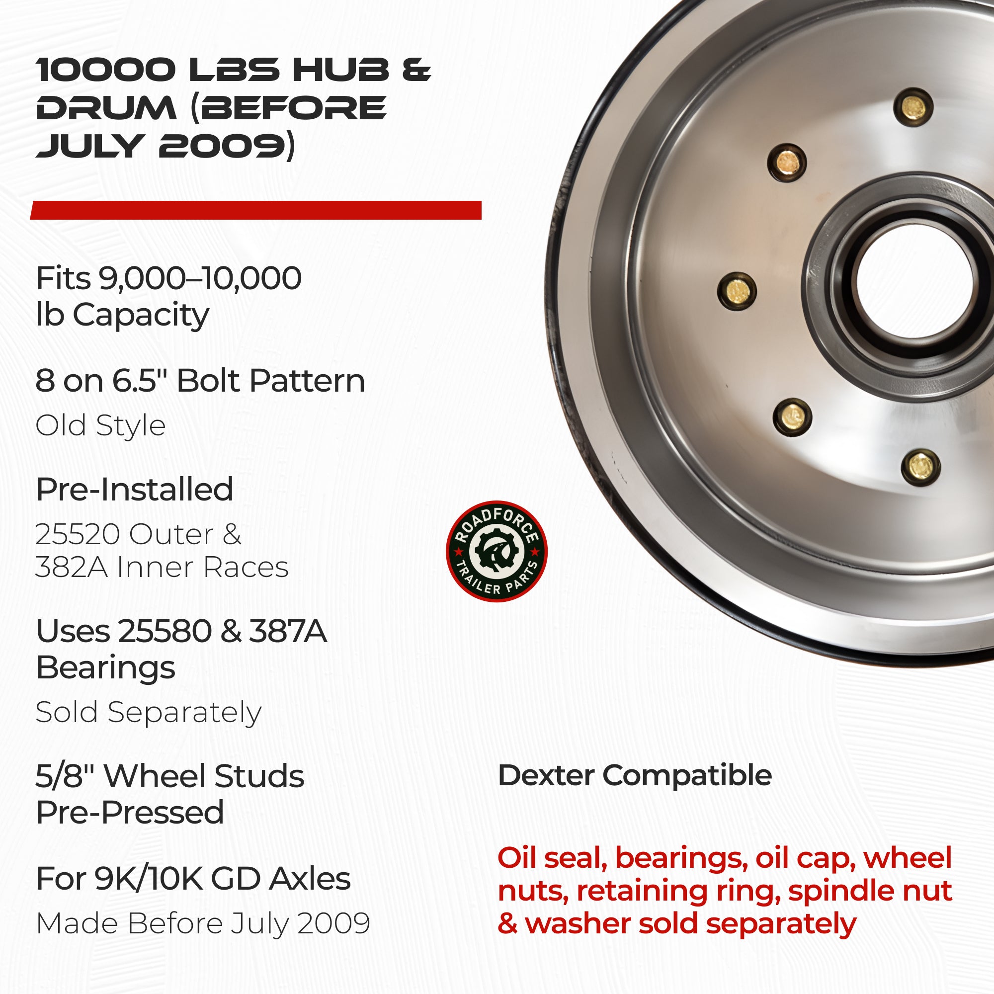 Hub and Drum for 10000 lbs Axle (Made Before July 2009)