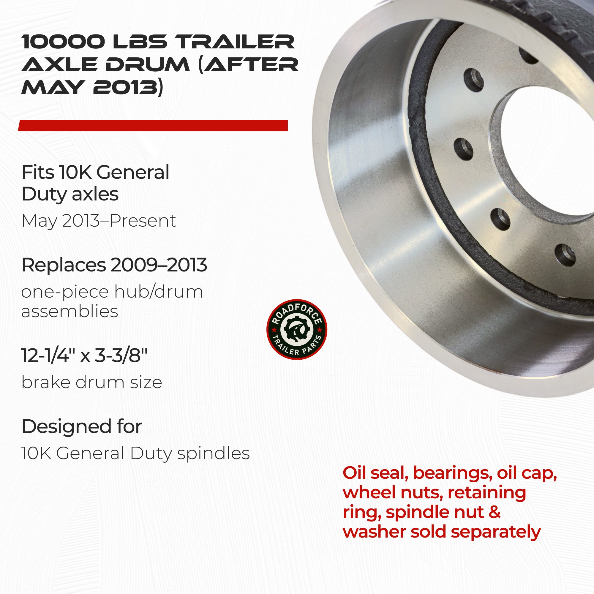 Trailer Drum for 10000 lbs Axle (Made After May 2013)