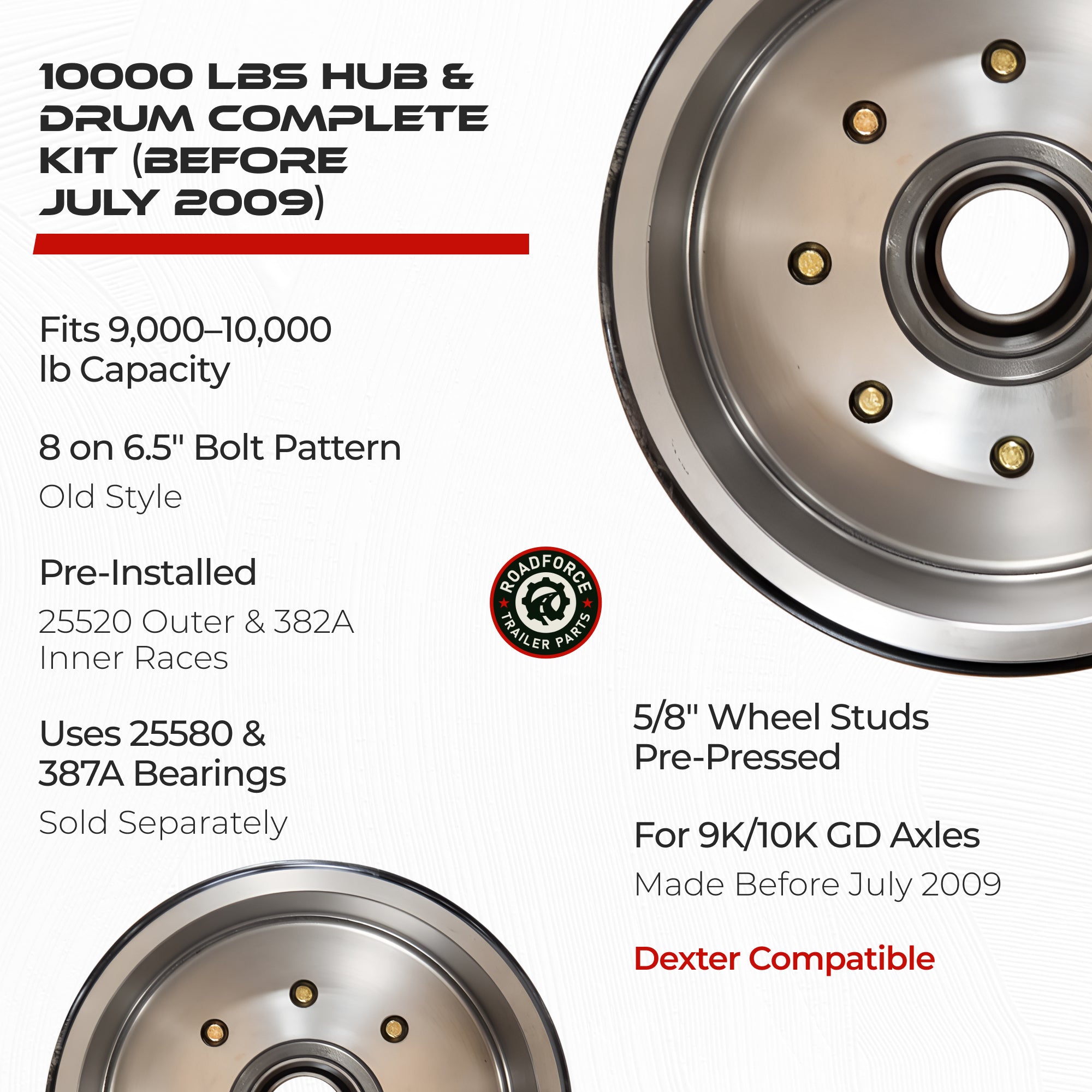 Hub and Drum Standard Assembly Kit for 10000 lbs Axle (Made Before July 2009)