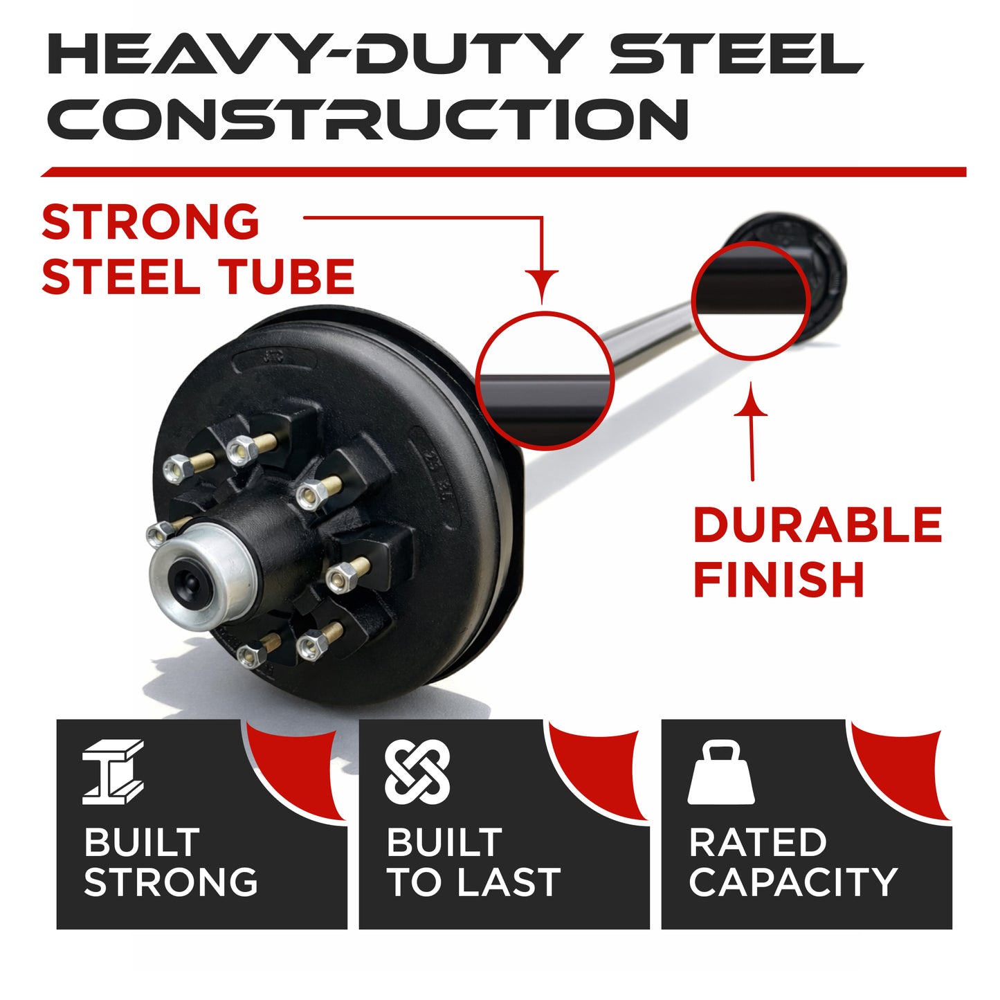 Trailer Axle - 7000 lbs with Electric Brakes (8 lug)