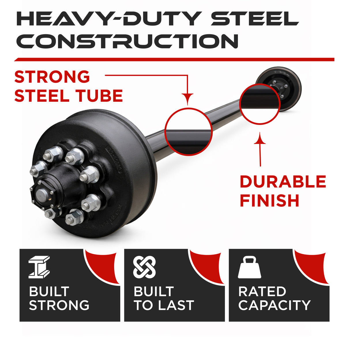 Trailer Axle - 8000 lbs with Electric Brakes (8 lug)