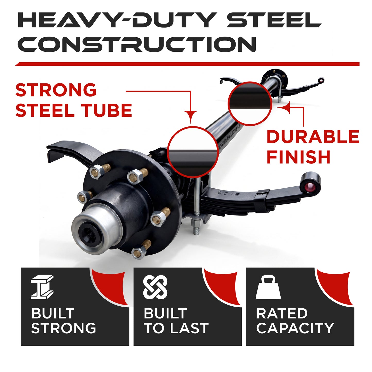 Idler Axle - 5200-6000 lbs with 5-Leaf Slipper Springs