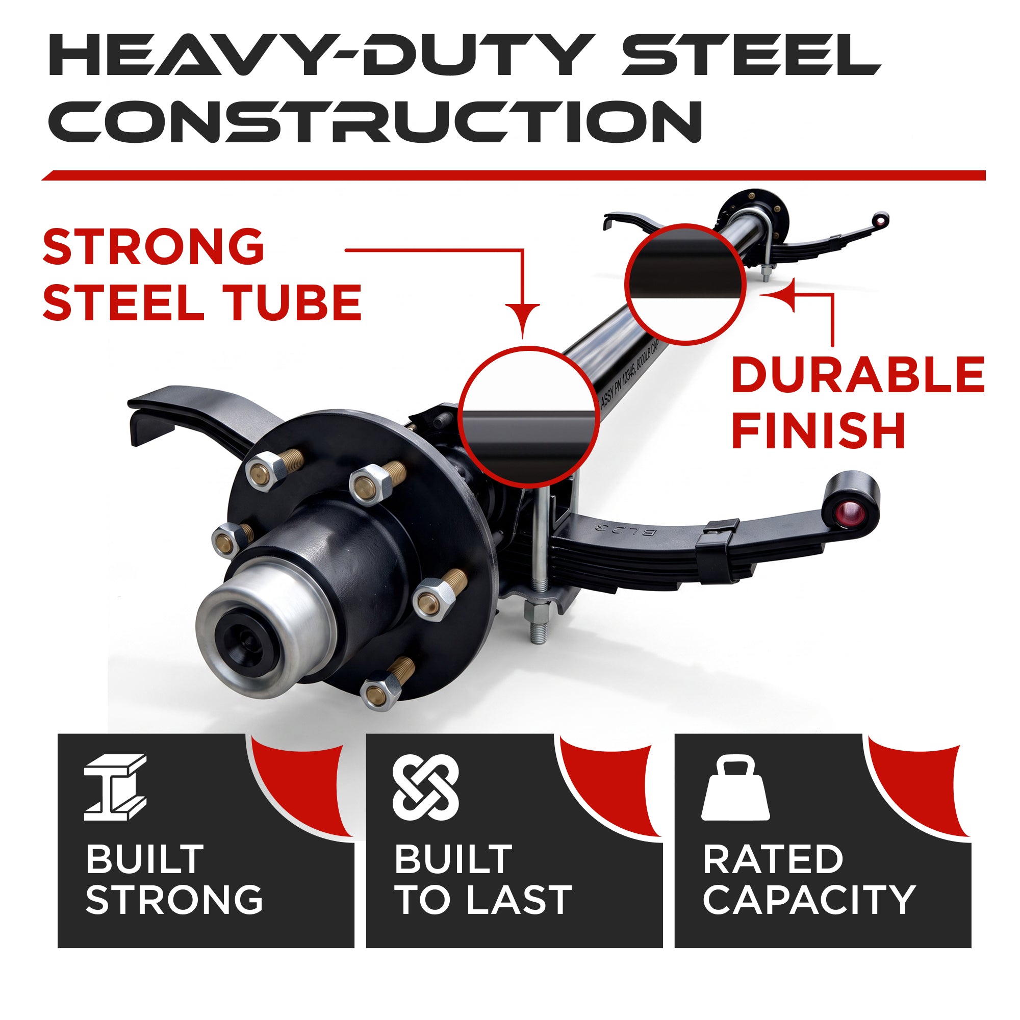 Idler Axle - 5200-6000 lbs with 5-Leaf Slipper Springs