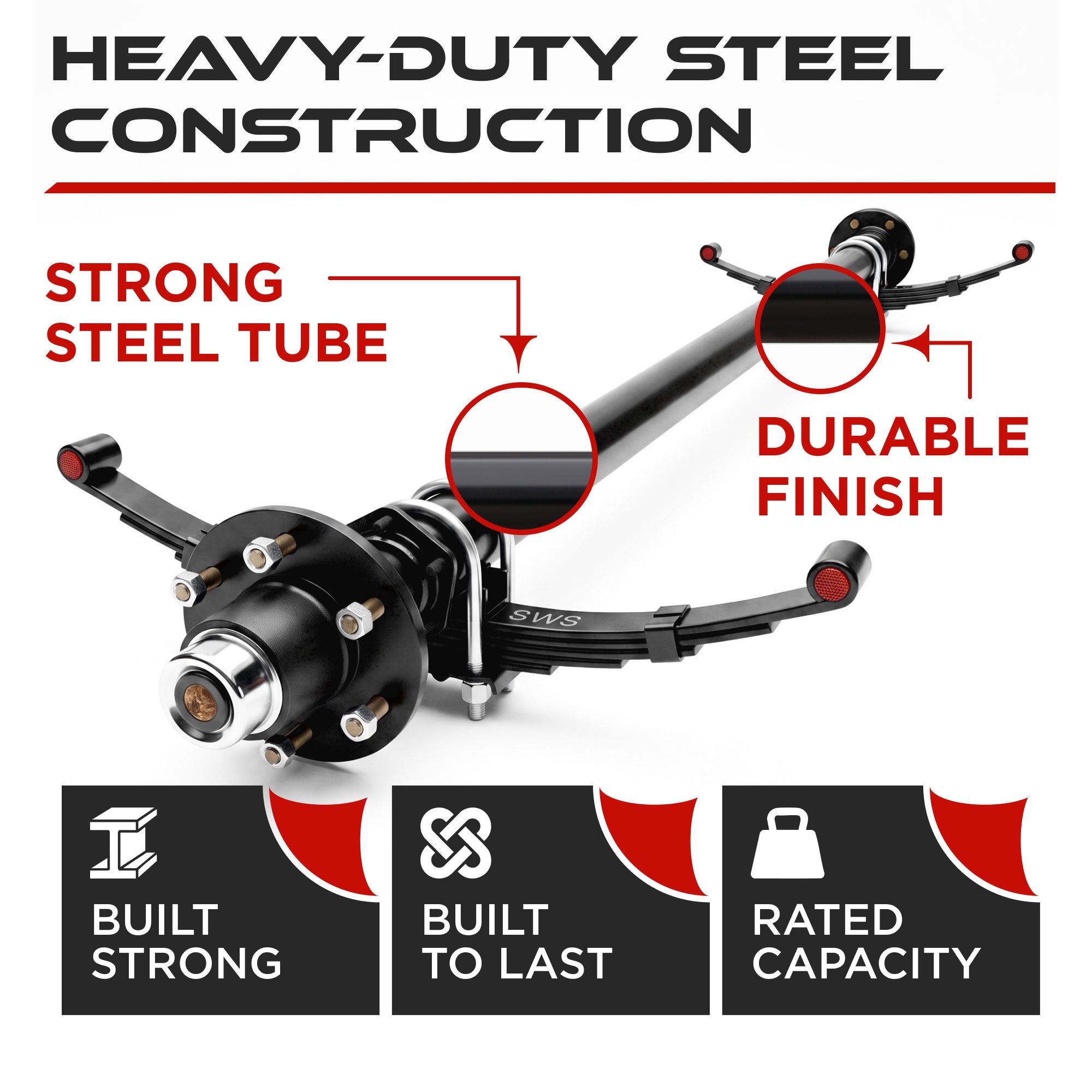 Idler Axle - 5200-6000 lbs with 5-Leaf Double Eye Springs