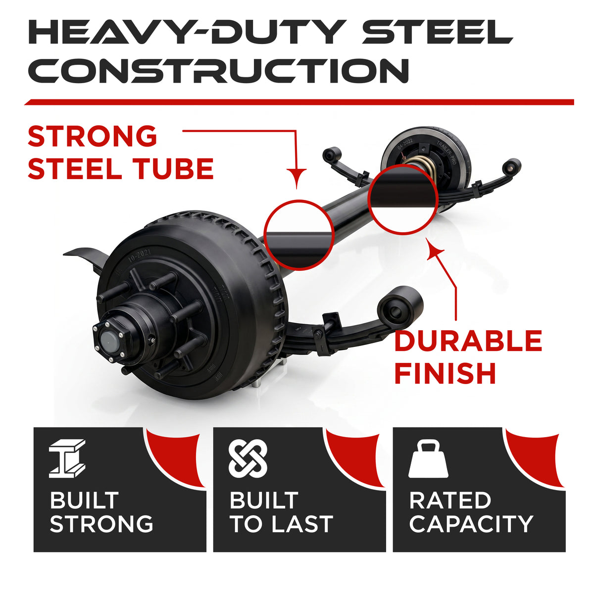 Trailer Axle - 10000 lbs (Leaf Springs & U-Bolt Hardware)