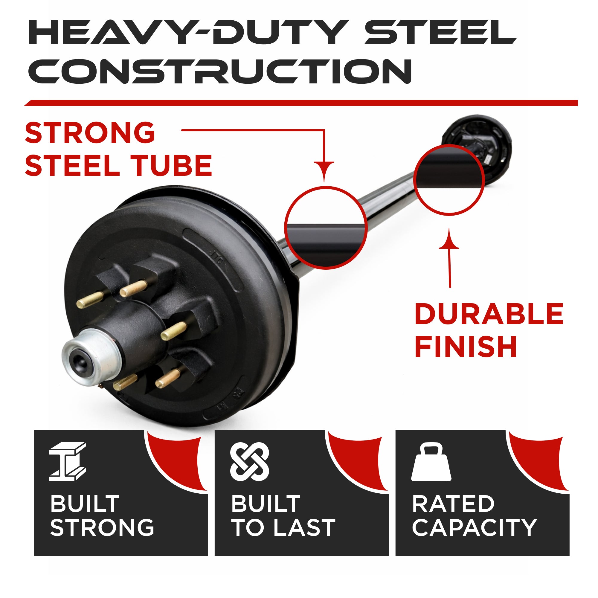 Trailer Axle - 5200-6000 lbs with Electric Brakes (6 lug)