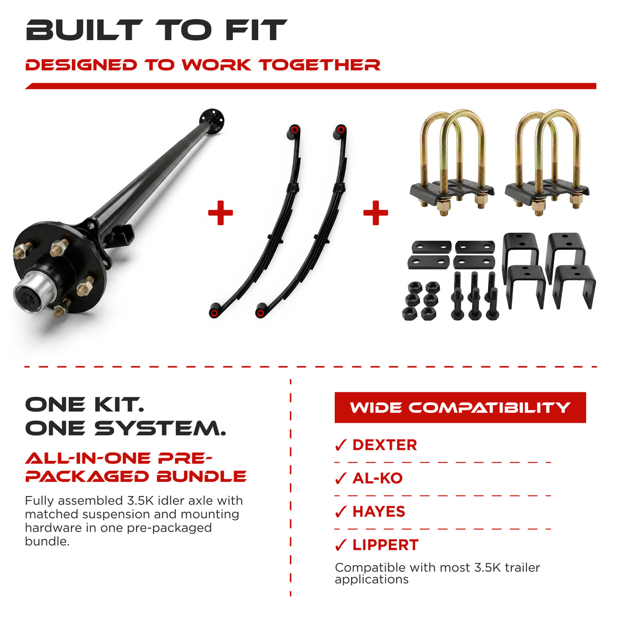 3500 lbs Single Axle Kit - Trailer Idler Axle & Suspension