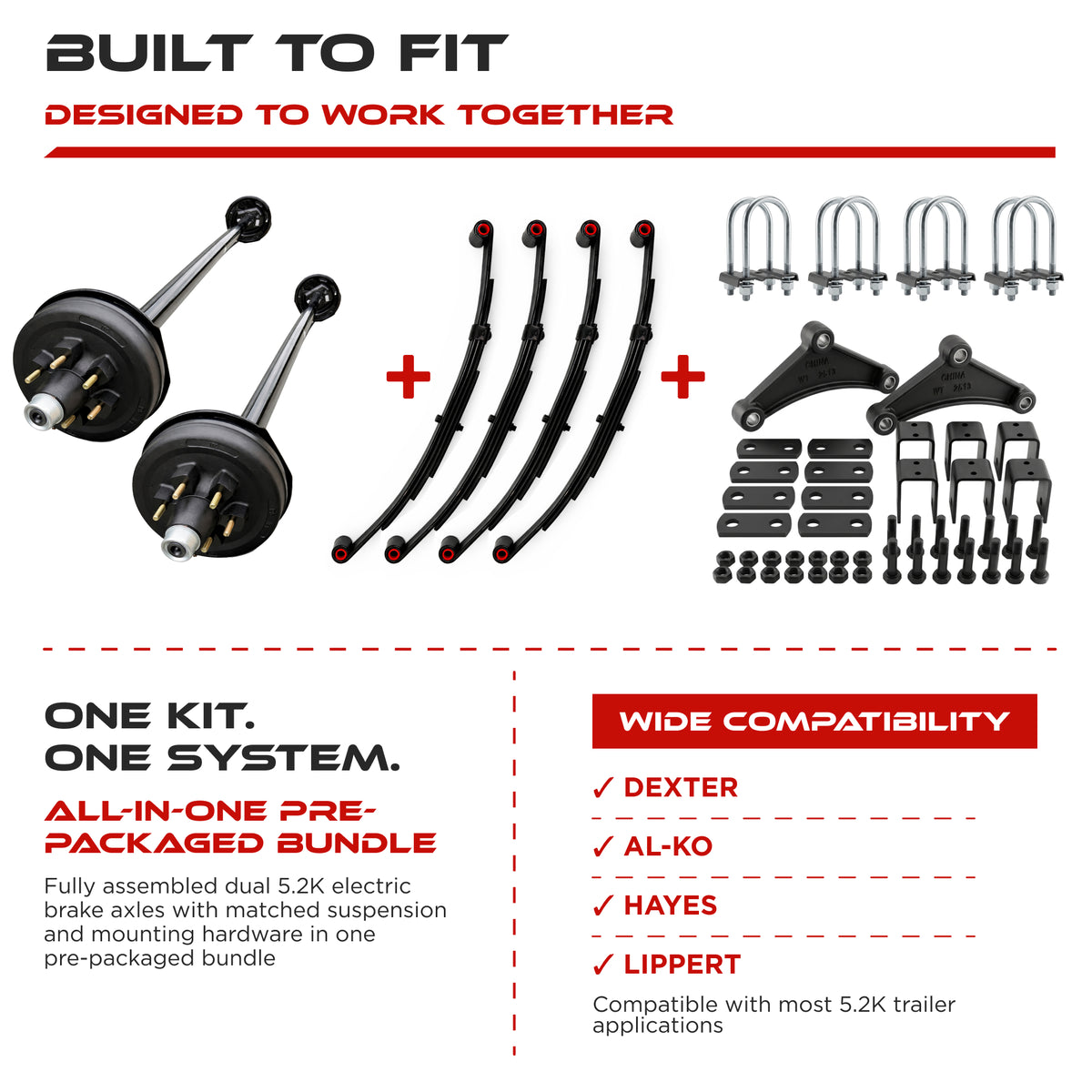 5200 lbs Tandem Axle Kit - Electric Trailer Brake Axles & Suspension