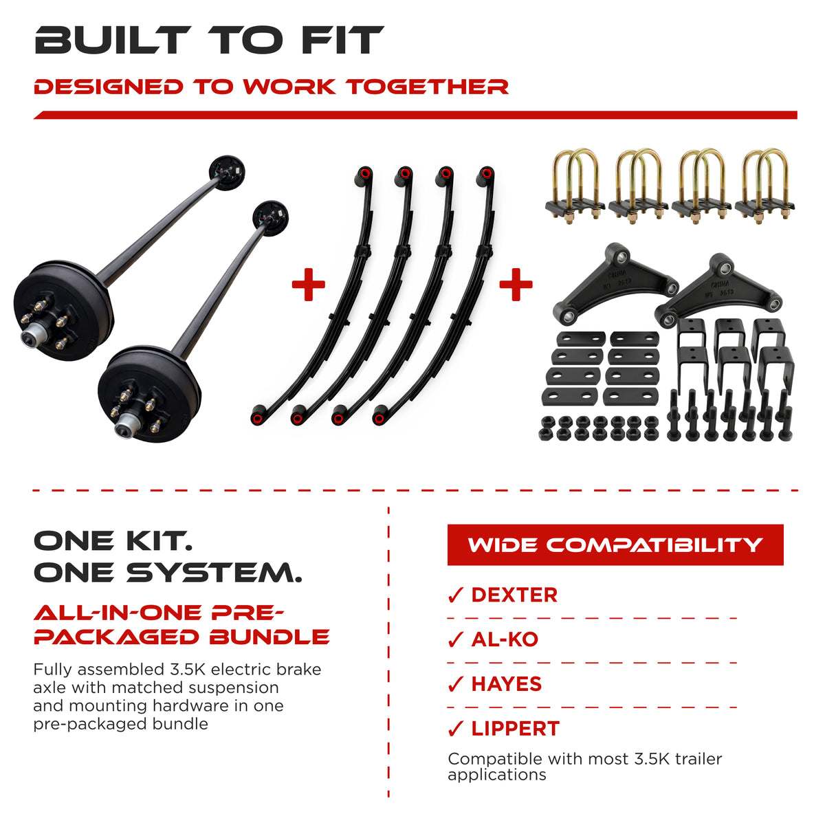 3500 lbs Tandem Axle Kit - Tandem Electric Trailer Brake Axles & Suspension