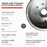 Hub and Drum for 12000 lbs Axle (8 Lug)