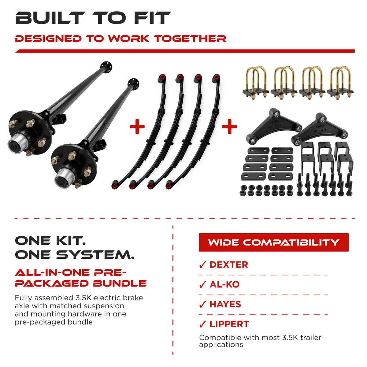 3500 lbs Tandem Axle Kit - Trailer Idler Axles & Suspension
