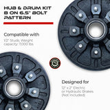 Hub and Drum for 7000 lbs Axle (Set of 4)