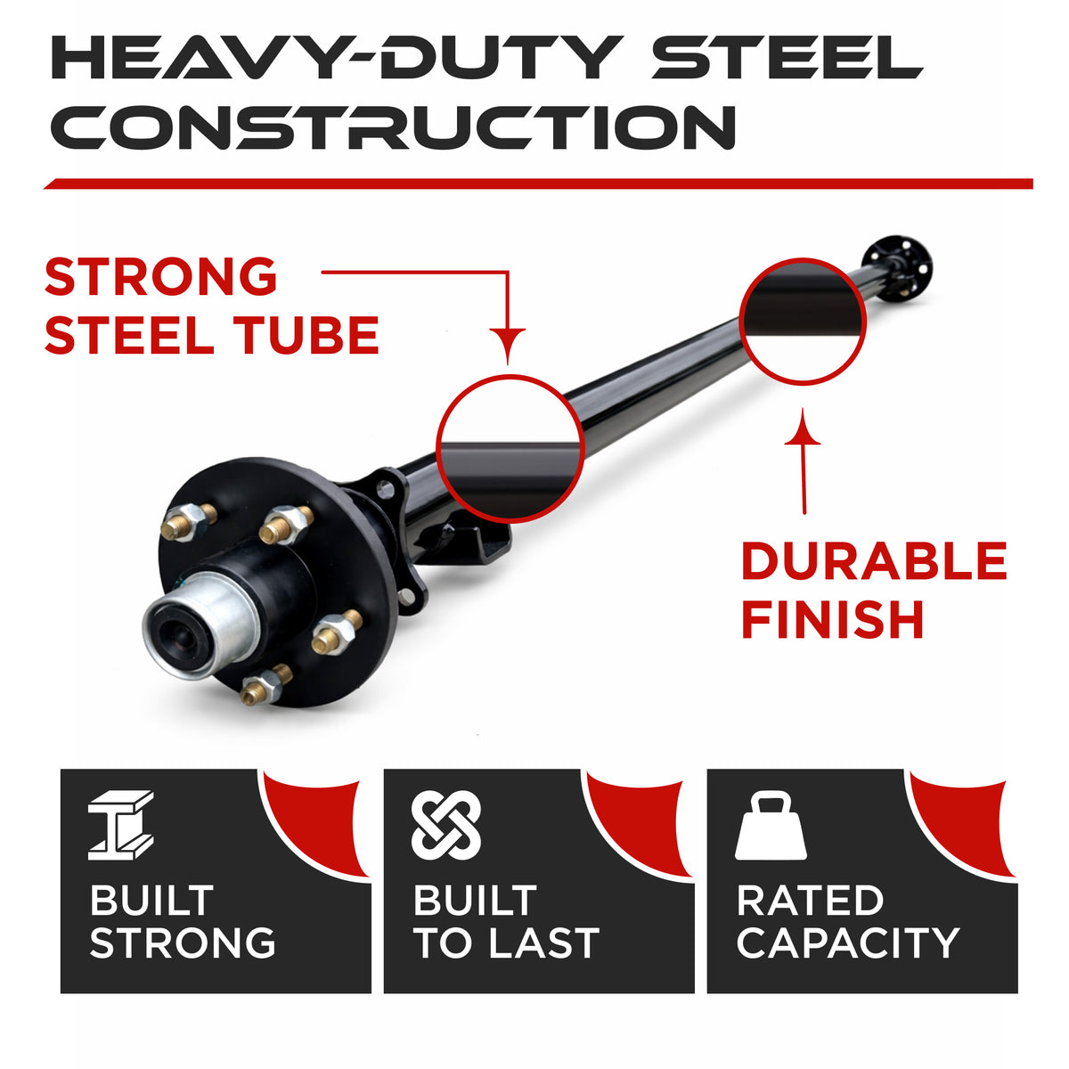 Trailer Idler Axle - 3500 lbs (5 lug)